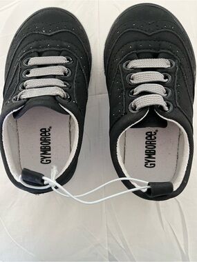 Baby Gymboree Black Sneakers with Gray Elastic Laces